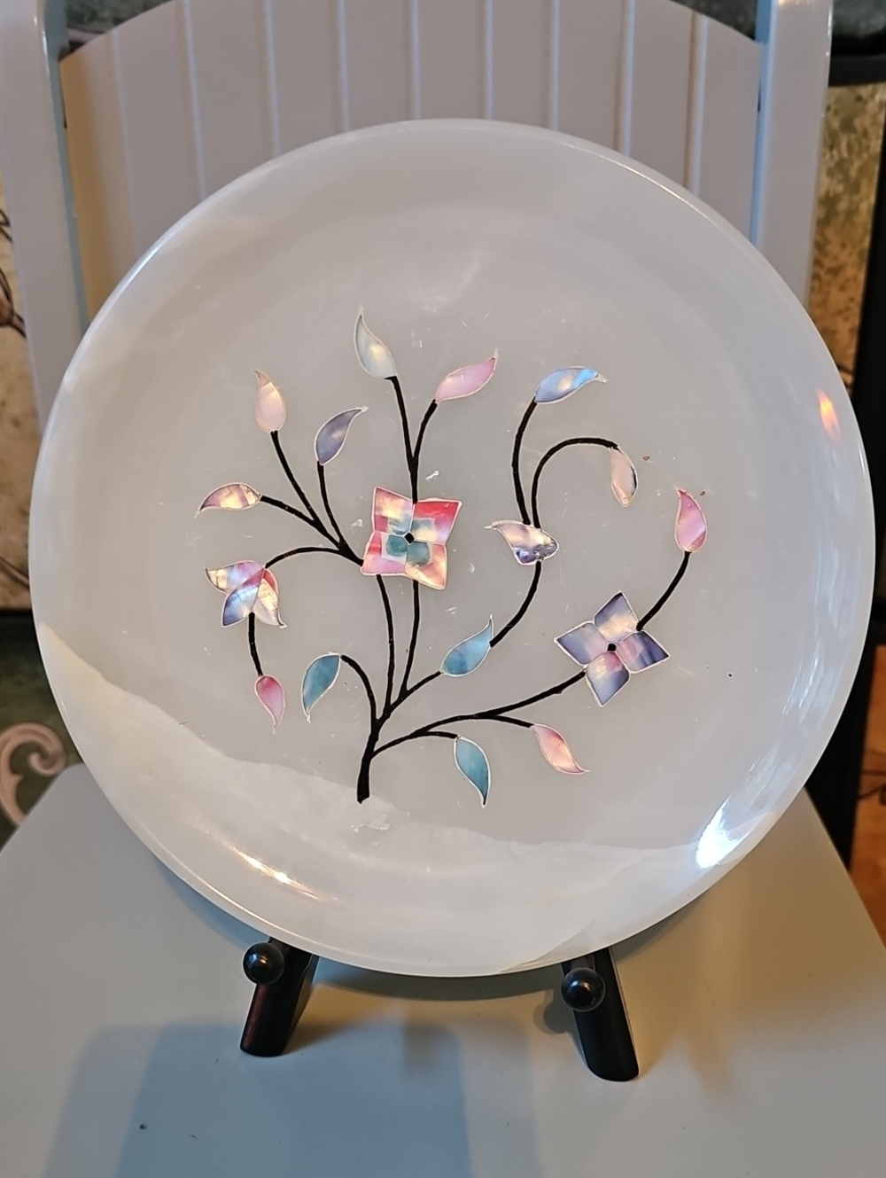 Pietra Dura Calcite Plate With Inlay